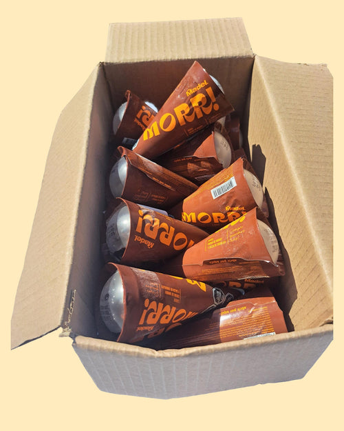 Caja de Cono dos variedades: Helado Morr Crema Whisky/ Naranja Chocolate 55g /18 conos