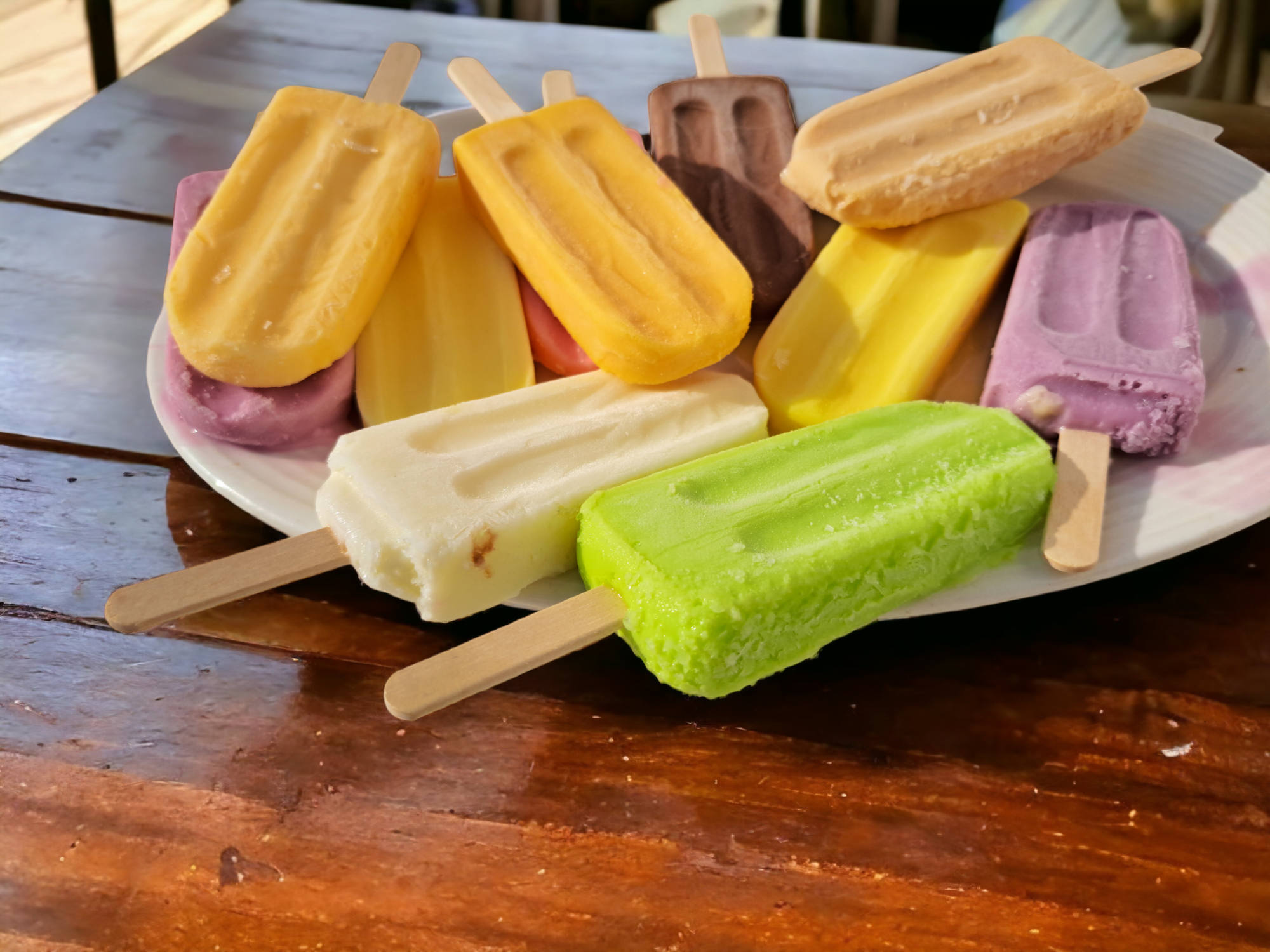 Caja de Paletas Especial Mixta Leche/ 48 paletas / Vainilla, lúcuma, frutilla, Coco, mango, frutos del bosque, chocolate, arroz con leche, plátano, arándano, tres leches, Pistacho, mora y manjar .
